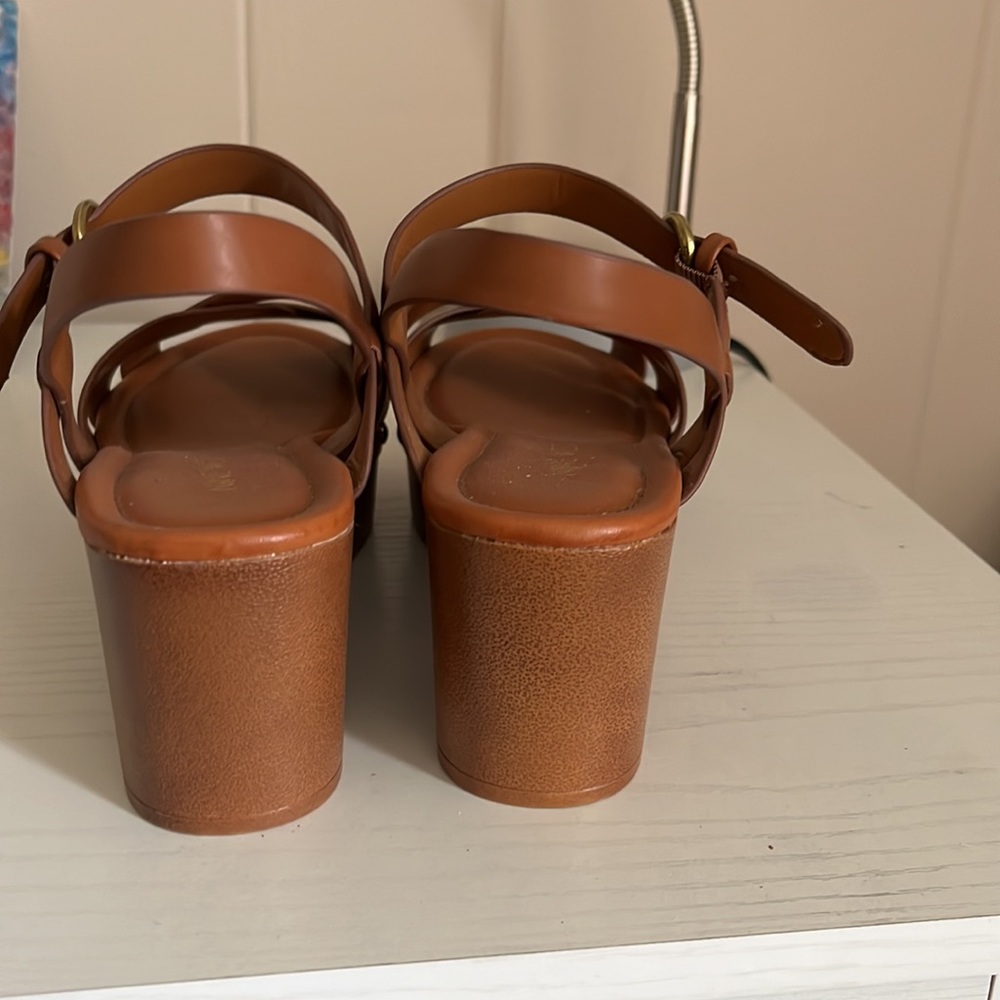 Nine West Cognac Wedge Sandals 8.5 - Picture 3 of 6